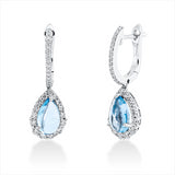 Ohrschmuck 18 kt WG, 60 Brill. 0,51 ct, TW-si, 2 Topase 2,29 ct blau