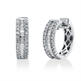 Creolen 18 kt WG, 34 Bag. 0,29 ct, TW-si, 52 Brill. 0,40 ct, TW-si