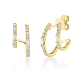 Ohrschmuck 18 kt GG, 2 Bag. 0,14 ct, TW-si, 2 Bag. 0,07 ct, TW-si, 30 Brill. 0,40 ct, TW-si