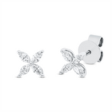 Ohrstecker 18 kt WG, 8 Nav. 0,24 ct, TW-si