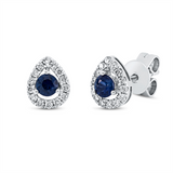 Ohrstecker 18 kt WG, 28 Brill. 0,15 ct, W-si, 2 Saphire 0,23 ct blau