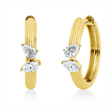 Creolen 14 kt GG, 2 Nav. 0,16 ct, TW-si, 2 Tropfen 0,16 ct, TW-si