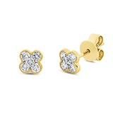Ohrstecker 18 kt GG, Fassung rhodiniert, 2 Brill. 0,01 ct, TW-si, 8 Brill. 0,35 ct, TW-si