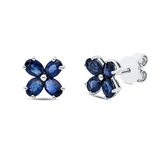 Ohrstecker 18 kt WG, 8 Saphire 1,64 ct blau