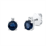 Ohrstecker 18 kt WG, 2 Brill. 0,04 ct, TW-si, 2 Saphire 1,16 ct blau