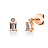 Ohrstecker 18 kt RG, 2 Brill. 0,02 ct, TW-si, 2 Morganit 0,53 ct