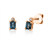 Ohrstecker 18 kt RG, 2 Brill. 0,02 ct, TW-si, 2 Topase 0,53 ct Lond. blue