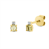 Ohrstecker 18 kt GG, Fassung rhodiniert, 2 Brill. 0,02 ct, TW-si, 2 Peridot 0,31 ct grün