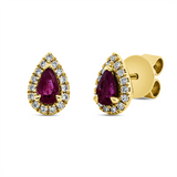 Ohrstecker 18 kt GG, 30 Brill. 0,14 ct, TW-si, 2 Rubine 0,48 ct rot
