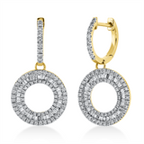 Ohrschmuck 18 kt GG, Fassung rhodiniert, 86 Trap. 0,47 ct, TW-si, 142 Brill. 0,55 ct, TW-si