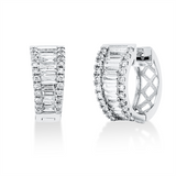Creolen 18 kt WG, 18 Bag. 0,55 ct, F-vsi, 44 Brill. 0,24 ct, F-si