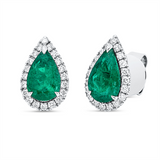 Ohrstecker 18 kt WG, 40 Brill. 0,46 ct, F-vvs/vs, 2 Smaragde 2,69 ct grün