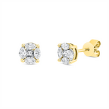 Ohrstecker 18 kt GG, 2 Princ. 0,16 ct, TW-vsi, 8 Nav. 0,32 ct, TW-vsi