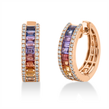 Creolen 18 kt RG, 76 Brill. 0,44 ct, TW-si, 22 Saphire 2,26 ct fancy