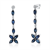 Ohrschmuck 18 kt WG, 20 Brill. 0,19 ct, F-vsi, 14 Saphire 5,36 ct blau