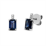 Ohrstecker 18 kt WG, 6 Brill. 0,03 ct, TW-si, 2 Saphire 1,39 ct blau