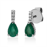 Ohrstecker 18 kt WG, 6 Brill. 0,03 ct, TW-si, 2 Smaragde 0,78 ct grün