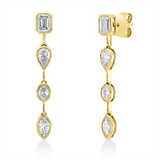 Ohrschmuck 18 kt GG, 2 Oval 0,31 ct, 2 Nav. 0,38 ct, 2 Sm.schliff 0,79 ct, 2 Tropfen 0,49 ct, TW-si