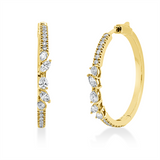Creolen 18 kt GG, 6 Tropfen 0,40 ct, I-si, 4 Nav. 0,24 ct, I-si, 28 Brill. 0,35 ct, TW-si