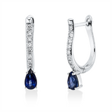 Creolen 18 kt WG, 16 Brill. 0,13 ct, F-si, 2 Saphire 0,60 ct blau