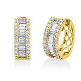 Creolen 18 kt GG, 32 Bag. 0,62 ct, TW-vsi, 48 Brill. 0,52 ct, TW-si