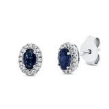 Ohrstecker 18 kt WG, 32 Brill. 0,12 ct, TW-si, 2 Saphire 0,64 ct blau