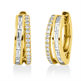 Creolen 18 kt GG, 14 Bag. 0,28 ct, TW-pi, 28 Brill. 0,12 ct, TW-pi
