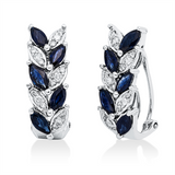 Creolen 18 kt WG, 30 Brill. 0,43 ct-pi, 10 Saphire 3,20 ct blau