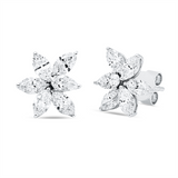 Ohrstecker 18 kt WG, 2 Tropfen 0,38 ct, F-vsi, 10 Nav. 1,87 ct, F-vsi
