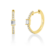 Creolen 18 kt GG, 4 Bag. 0,10 ct, TW-si, 24 Brill. 0,13 ct, TW-si