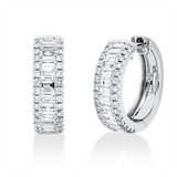 Creolen 18 kt WG, 28 Bag. 0,62 ct, TW-si, 60 Brill. 0,29 ct, TW-si