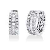 Creolen 18 kt WG, 28 Bag. 0,30 ct, TW-si, 40 Brill. 0,32 ct, TW-si