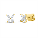 Ohrstecker 18 kt GG, 4 Nav. 0,18 ct, TW-si, 4 Tropfen 0,25 ct, TW-si