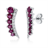 Ohrstecker 18 kt WG, 20 Brill. 0,15 ct, TW-pi, 4 Rubine 0,62 ct rot, 8 Rubine 0,65 ct rot