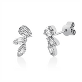Ohrstecker 18 kt WG, 8 Bag. 0,13 ct, TW-vsi, 6 Trap. 0,08 ct, TW-vsi, 14 Brill. 0,08 ct, TW-si