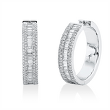 Creolen 18 kt WG, 59 Bag. 0,68 ct, TW-si, 240 Brill. 0,72 ct, TW-si