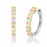 Creolen 18 kt WG+GG, 8 Brill. 0,59 ct, TW-si, 8 Cushion 0,97 ct, gelb
