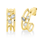 Ohrstecker 18 kt GG, 2 Oval 0,16 ct, TW-si, 2 Nav. 0,19 ct, TW-si, 2 Brill. 0,10 ct, TW-si