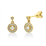 Ohrstecker 18 kt GG, 2 Brill. 0,02 ct, TW-si, 2 Brill. 0,10 ct, TW-si, 28 Brill. 0,13 ct, TW-si