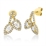 Ohrstecker 18 kt GG, 2 Tropfen 0,16 ct, TW-vsi, 2 Nav. 0,16 ct, TW-vsi, 72 Brill. 0,55 ct, TW-si