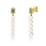 Ohrschmuck 18 kt GG, 32 Brill. 0,12 ct, TW-si, 2 Tsavorith 0,27 ct grün, 10 SW weiß 4,5 mm