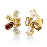 Ohrstecker 18 kt GG, 10 Fant-Schl. 3,46 ct, fancy