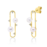 Ohrschmuck 18 kt GG, 8 Brill. 0,15 ct, TW-si, 2 SW weiß 5,5 mm, 2 SW weiß 5 mm