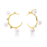 Ohrstecker 18 kt GG, 6 Brill. 0,11 ct, TW-si, 6 SW weiß 5 mm