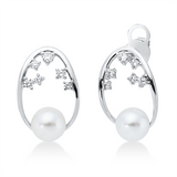 Ohrstecker 18 kt WG, 12 Brill. 0,27 ct, TW-si, 2 SW weiß 6,5 mm