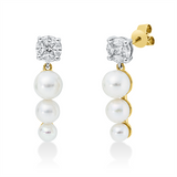 Ohrschmuck 18 kt GG+WG, 2 Princ. 0,12 ct, 8 Nav. 0,26 ct, TW-vsi, 6 SW weiß 4-6 mm