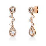 Ohrschmuck 18 kt RG, 8 Tropfen 0,67 ct, TW-vsi, 72 Brill. 0,40 ct, TW-si