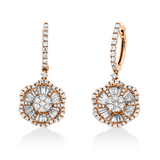 Ohrschmuck 18 kt RG, 24 Trap. 1,24 ct, TW-si, 130 Brill. 1,15 ct, TW-si