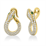 Ohrschmuck 18 kt GG, 182 Brill. 1,07 ct, F-vsi, 4 Tsavorith 0,16 ct grün