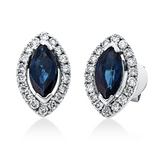 Ohrstecker 18 kt WG, 36 Brill. 0,26 ct, F-si, 2 Saphire 1,00 ct blau